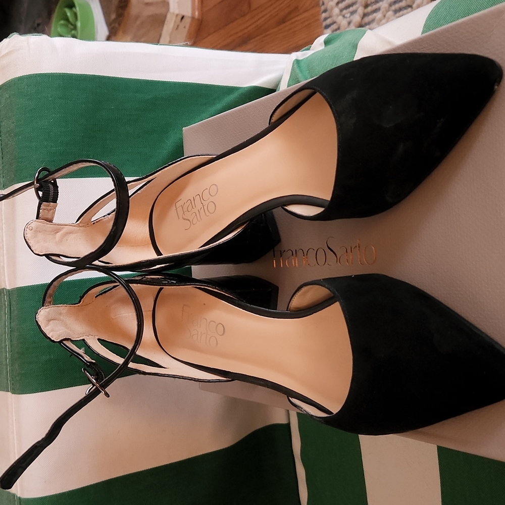 Franco Sarto Caleigh black leather slingbacks size 7-NWT